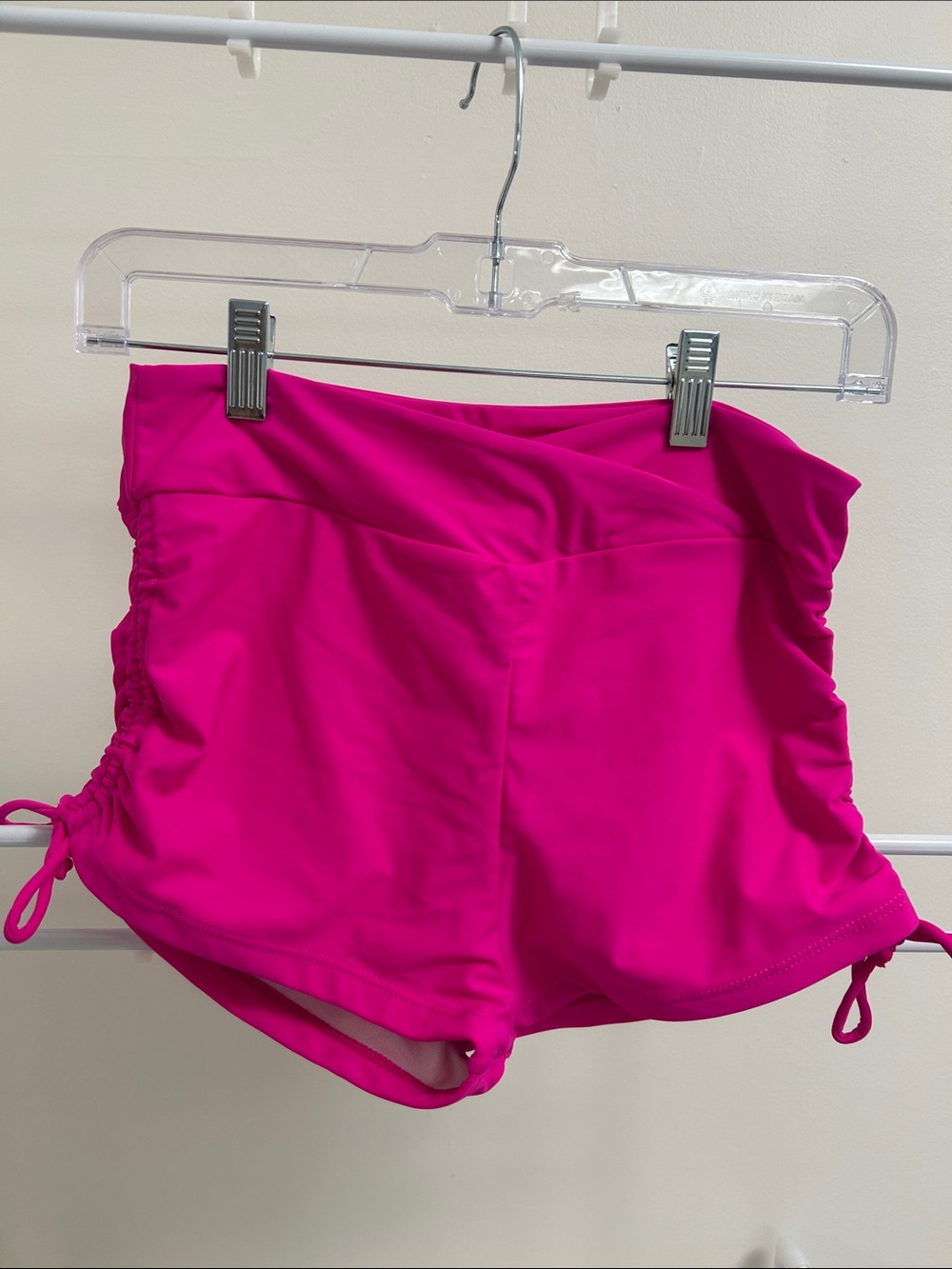 SHEIN Hot Pink High-Rise Bike Shorts with Side Ties